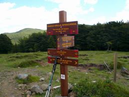 I cartelli segnalatori piazzati al Passo della Spingarda.